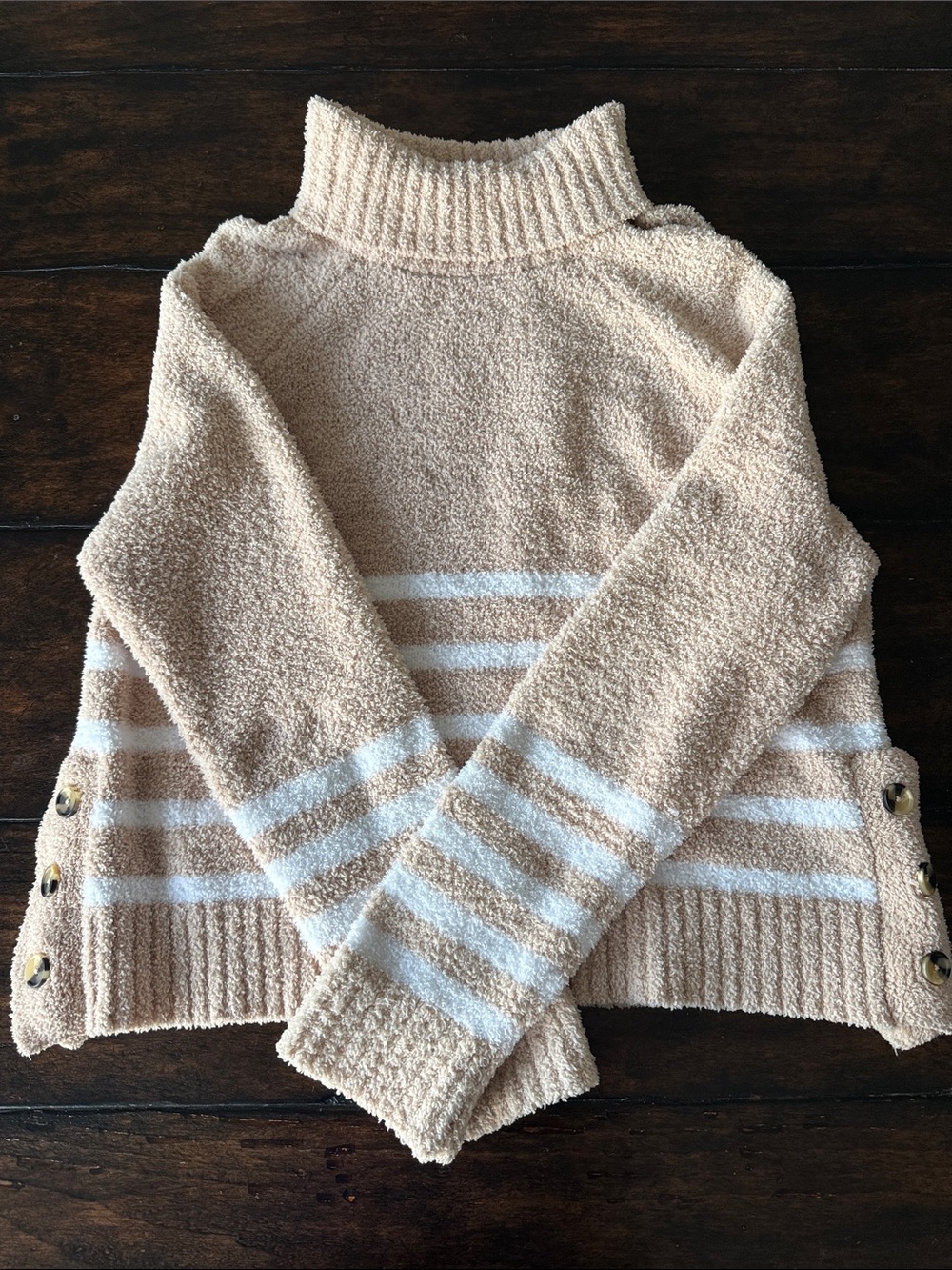 Harper Heritage Cream Striped Turtleneck Sweater